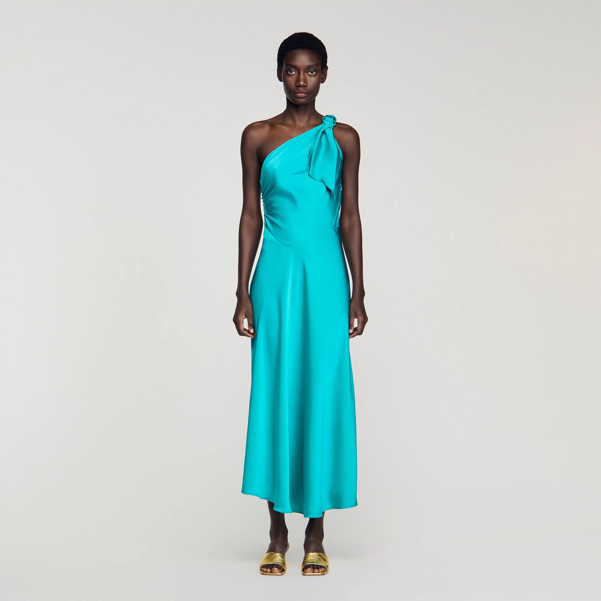 SATIN-EFFECT MAXI DRESS WITH BOW