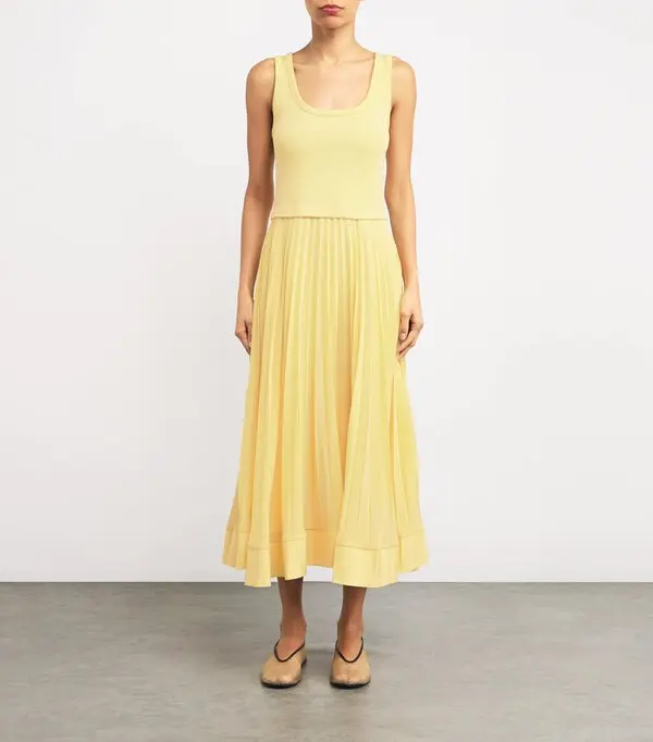 Cotton-Jacquard and Poplin Midi Dress